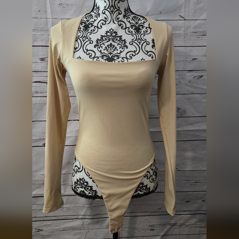 Elegant Cream Long Sleeve Women's Bodysuit